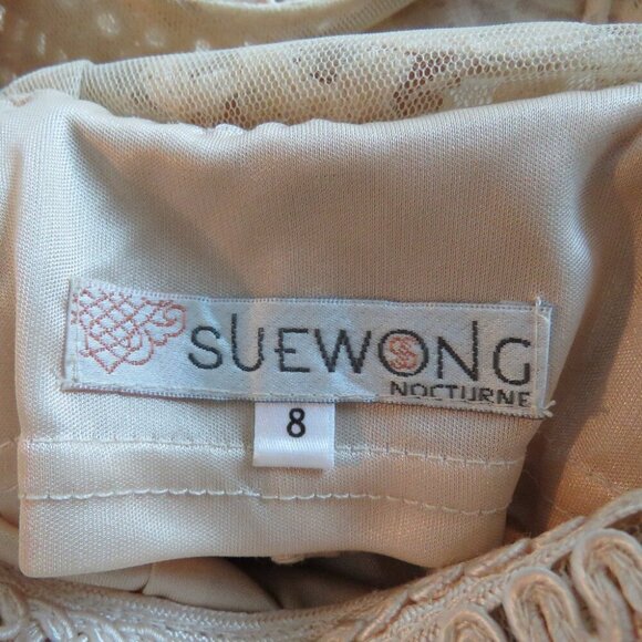 VINTAGE SUE WONG NOCTURNE Cream Soutache Lace Floral Shift Dress Y2K - Size US 8 - Picture 16 of 16
